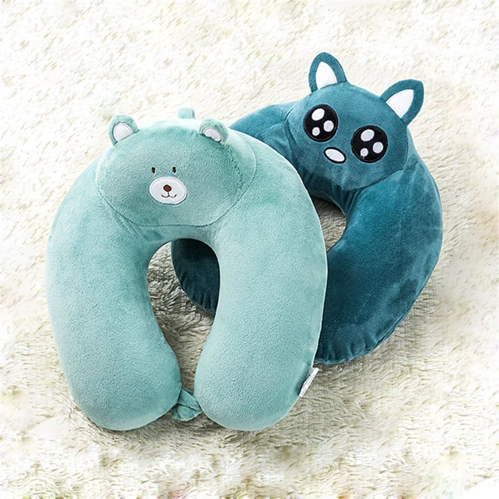 Дорожная подушка для шеи складная воздушная U образной формы надувная