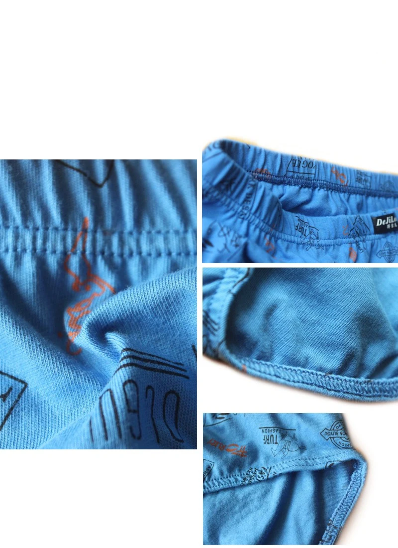 6Pcs/Lot Briefs Men's 100% Cotton Mid-Waist Printing Comfortable Underwear Men'S Breathable Briefs