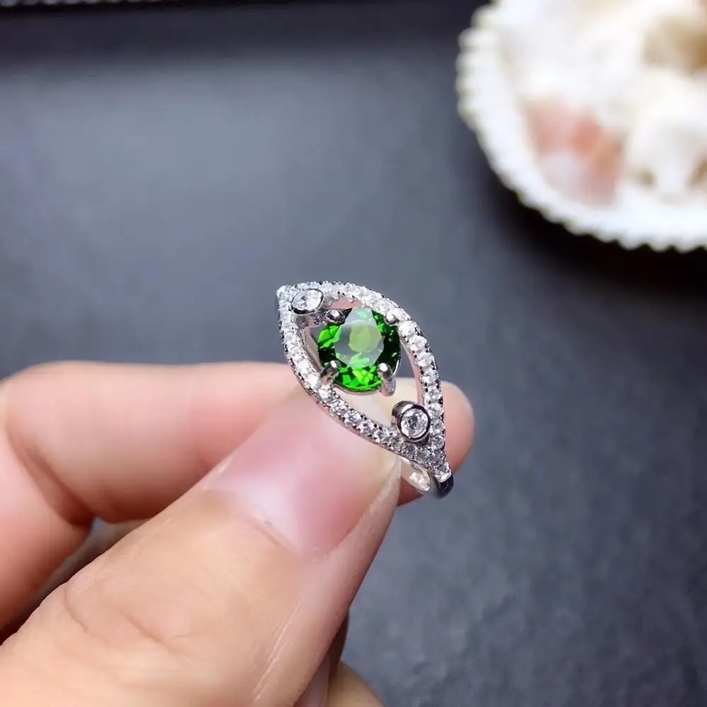 

Классический прозрачный зелёный диопсид драгоценный камень кольцо для 925 серебряные ювелирные изделия глаза яркие цвета натуральный камень девушка подарок на день рождения