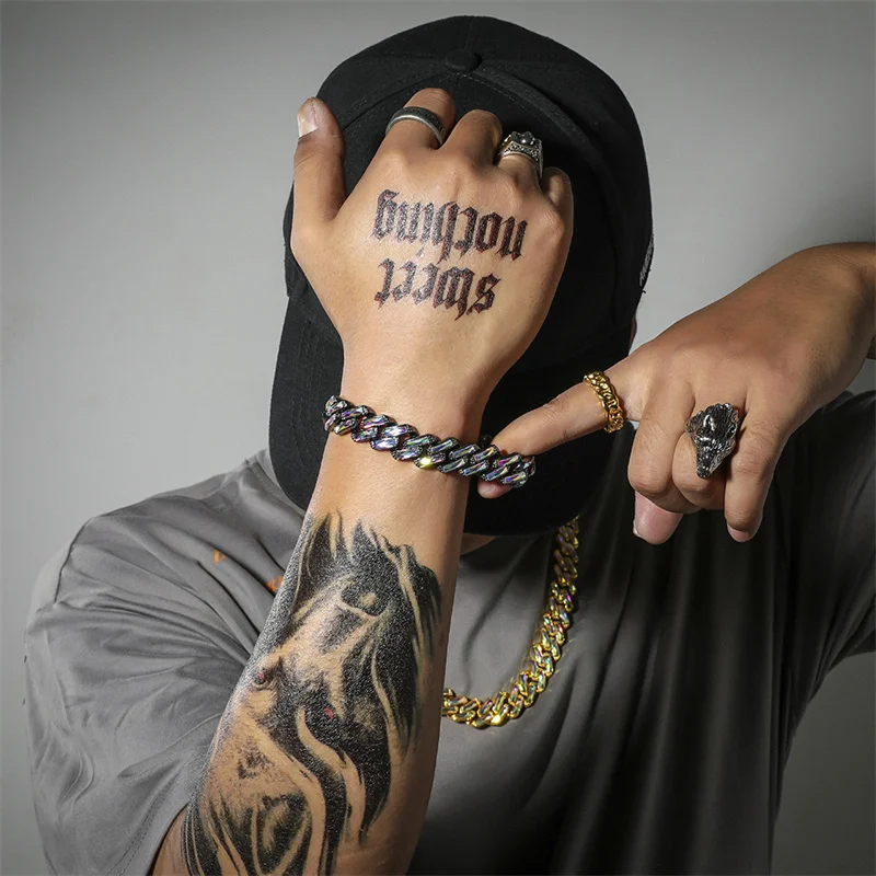 Мужские браслеты с кристаллами ожерелье из кубинской прямоугольной формы в