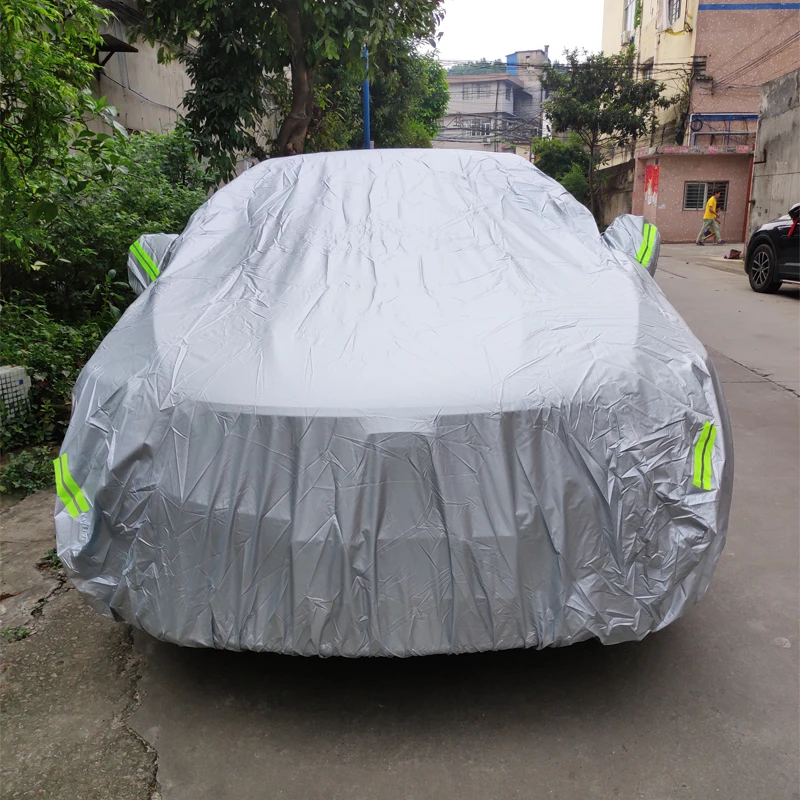 jiuwan universal suv car covers sun dust uv protection outdoor auto full covers umbrella silver reflective stripe for suv sedan free global shipping