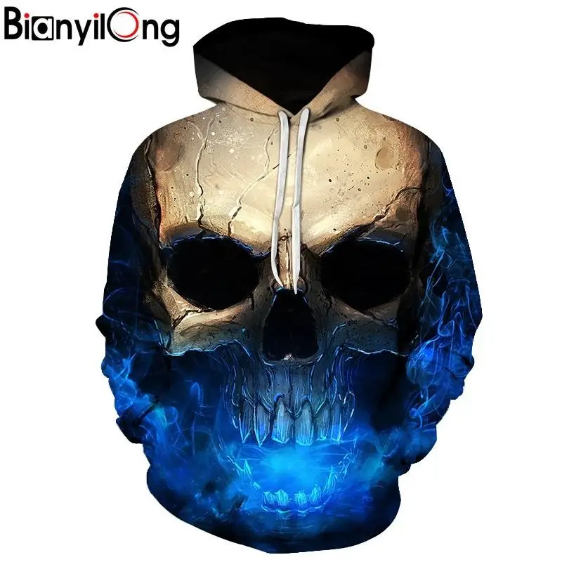 Skull headr Men Hoodies Sweatshirts 3D Printed Funny Hip HOP Novelty Streetwear Hooded Autumn Jackets Mlae Tracksuits |