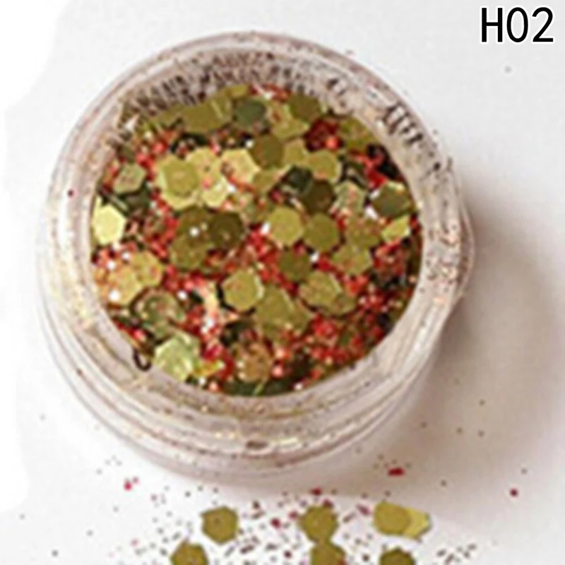 Новинка 2019 гибридные блестящие круглые цветные баночки с блеском для ногтей тени