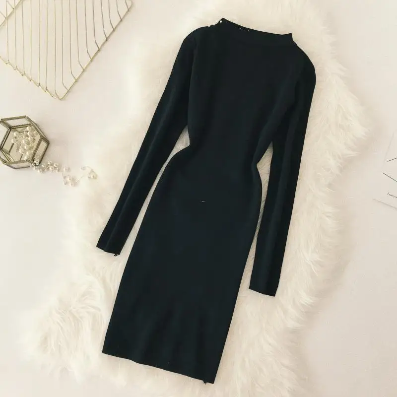 MUMUZI Платье женское элегантный стиль Хепберн ветер черные платья 2019 Осень Новые