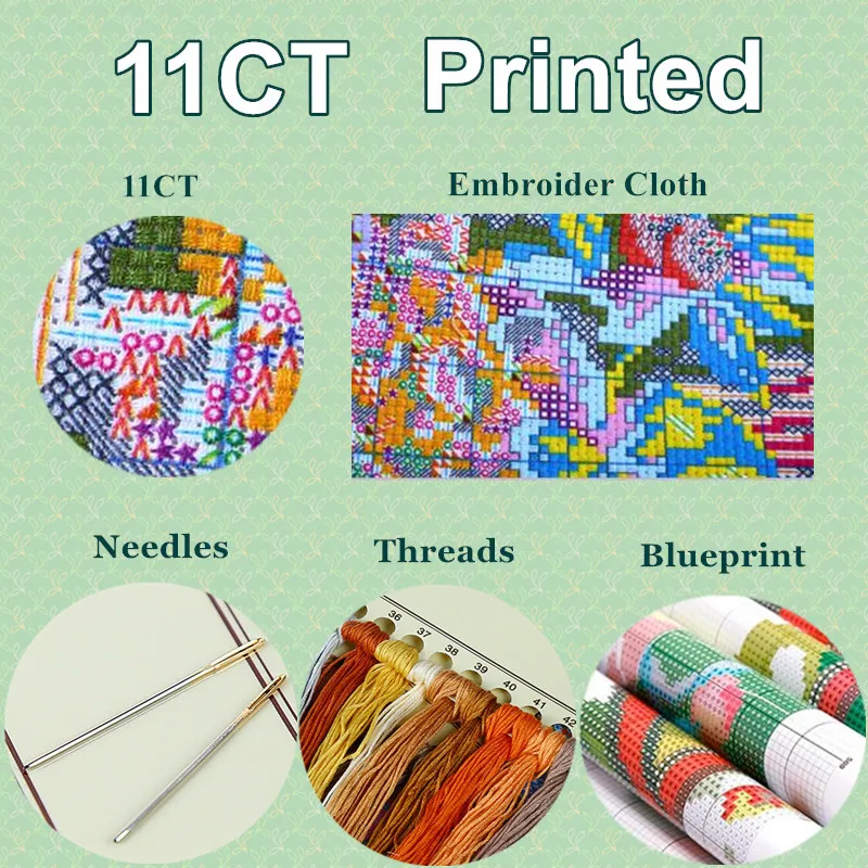 Красочные наборы для вышивки крестиком с изображением кошки 11CT тканевая печать
