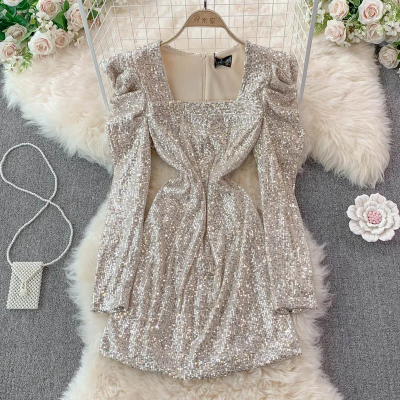 Женское вечернее облегающее платье с блестками золотистое/черное/серебристое