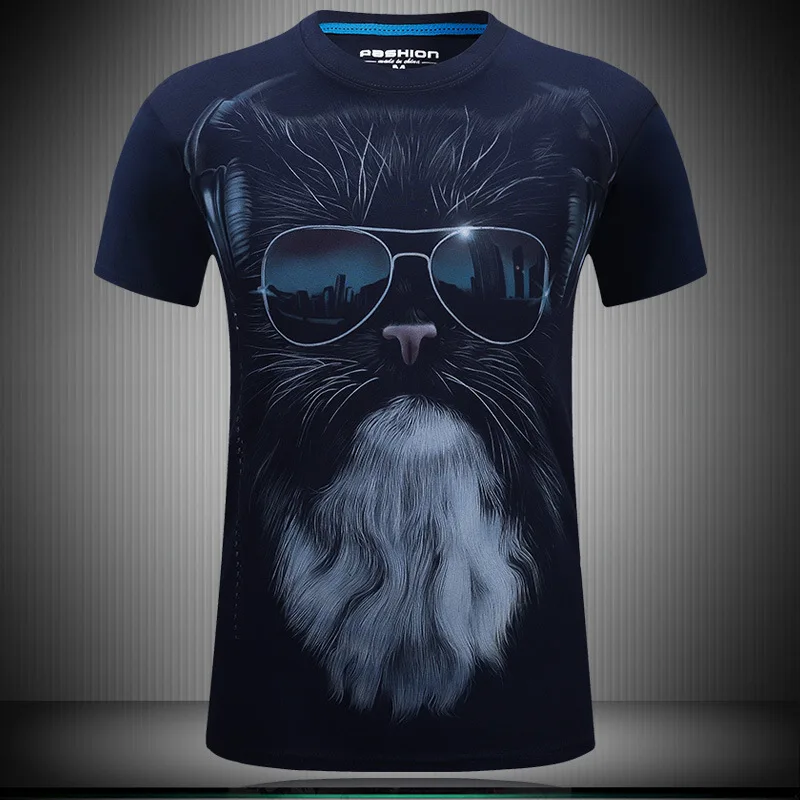Мужская футболка с животным 3D принтом хлопчатобумажная Забавные футболки