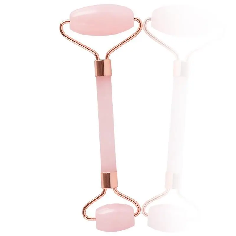 

Rose Quartz Powder Crystal Jade Roller Massage Spa Natural Pink Handmade Gua Sha Stone Facial Beauty Device Face Skin Care Tool