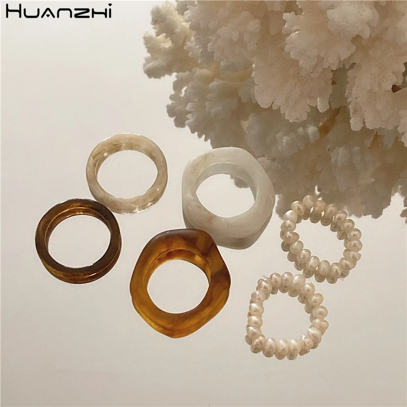 HUANZHI 2020 новые корейские Модные прозрачные геометрические смолы 3 шт./компл.