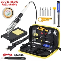 jcd 60w digital electric soldering iron kit iron tools temperature adjustable soldering iron tips stand tin wire repair tools