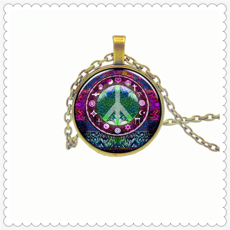 

Tree of life peace pattern jewelry boutique pendant necklace, round pendant classic fashion men and women necklace