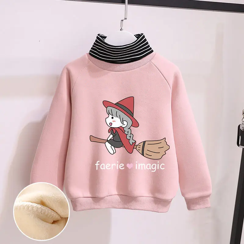 Su&eacute;ter de terciopelo para ni&ntilde;as, versi&oacute;n coreana de la marea, nueva ropa de oto&ntilde;o e invierno, chaqueta gruesa y c&aacute;lida, ropa para ni&ntilde;os, cuello alto-4