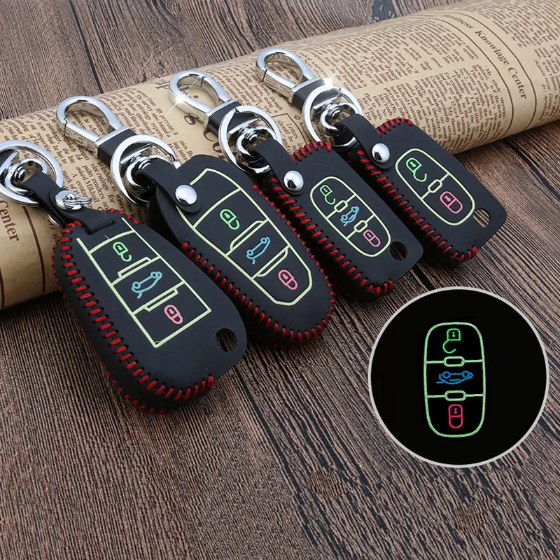 

For Citroen C2 C3 C5 X7 C4 Picasso For Peugeot 2008 208 5008 508 207 407 307 308 leather Car Key Case decoration Auto Accessory