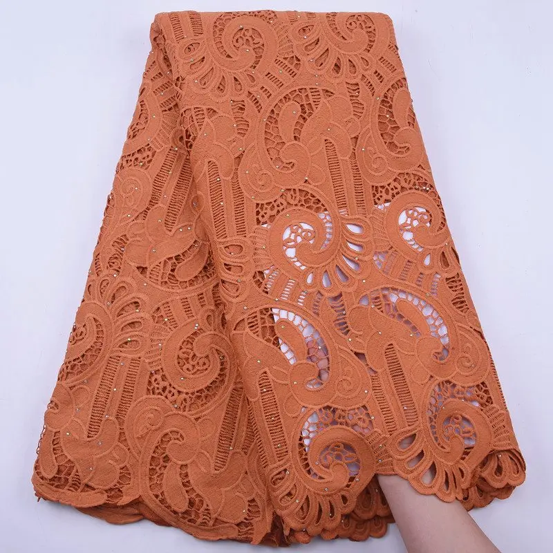 Новинка 2020 африканская кружевная ткань высококачественное кружево оранжевое
