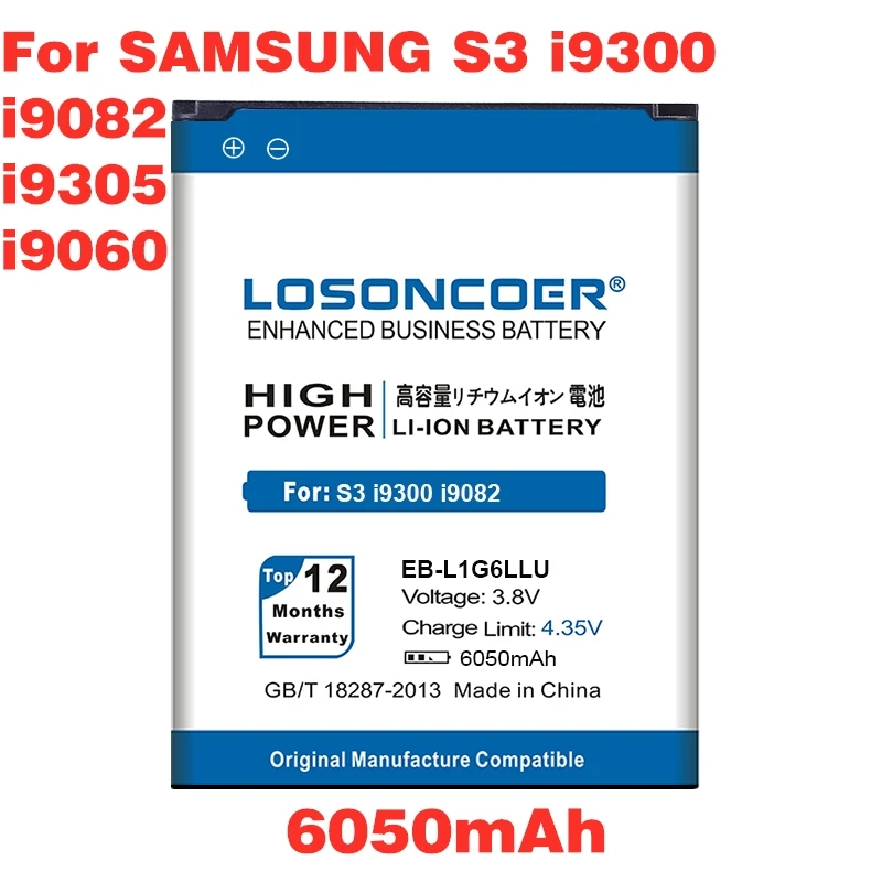 6050 мА/ч, EB-L1G6LLU для samsung S3 Батарея i9308 i9128E i9305 i9060 i9301 i9300 i879 T999 R530 i9128V EB535163LU i9082 i9080