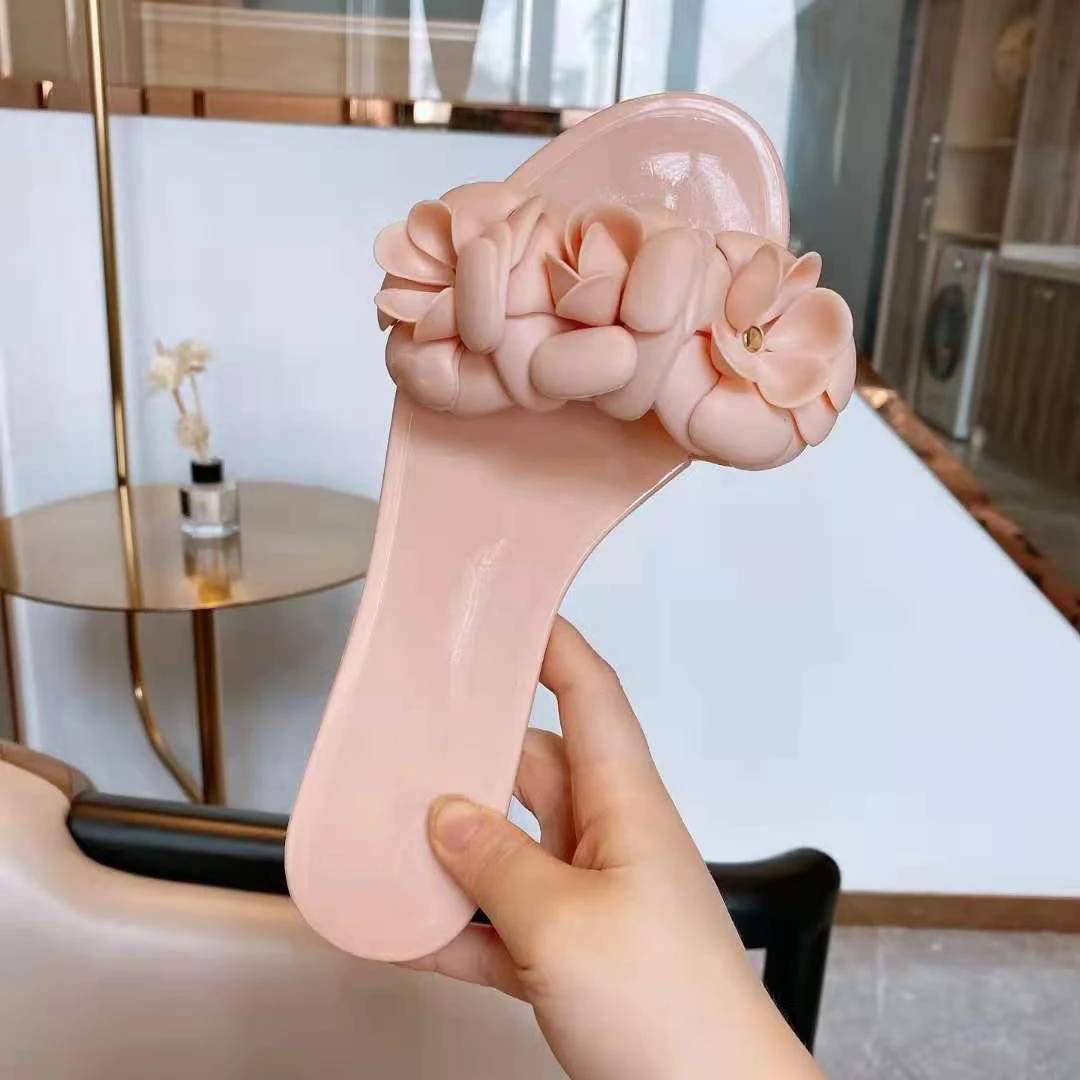 

VALLU 2020 Summer New Camellia Slippers Wear Small Fragrance Outdoor Slip Jelly Sandals Women's Shoes