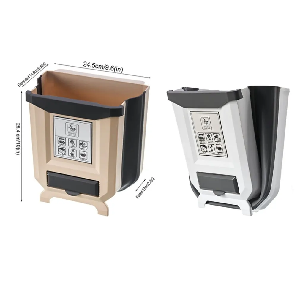 

Kitchen Folding Trash Can Recycle Bin Trash Bin Wall Mounted Kitchen Dustbin Garbage Rubbish Foldable Cleaning For Kitchen