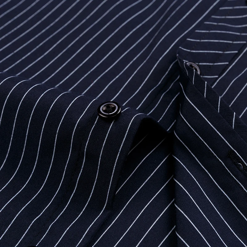 

Men's Classic Vertical Striped Regular-Fit Long-Sleeve Shirt Single Patch Pocket Buttoned Up Formal Business Basic Dress Shirts