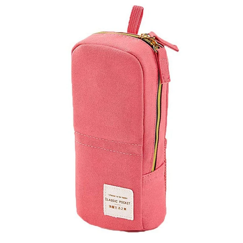 

ANGOO 2Pcs Large Capacity Zipper Pencil Case Pen Pouch Bag Office Student Canvas Stationery Bag Case(Navy Blue & Pink)