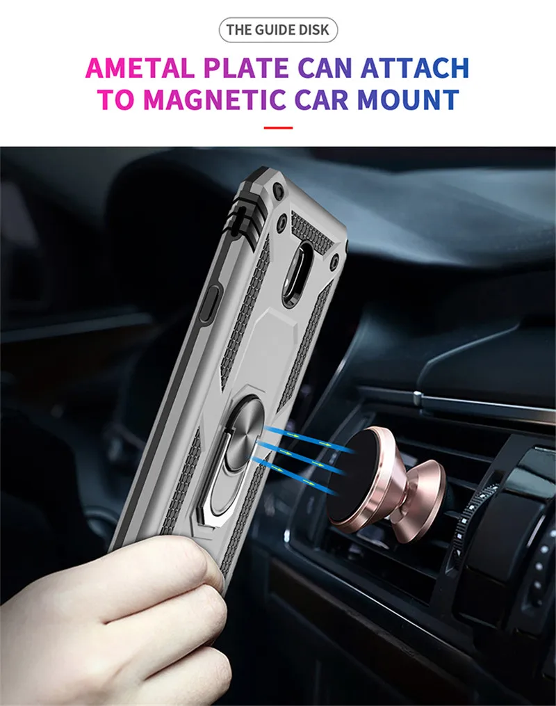 For Samsung Galaxy J3 J4 J6 Prime A8 A7 A6 A9 2018 Car Magnetic Ring Armor Phone Case For J7 J5 Pro 2017 J2 Core Stand Cover images - 6