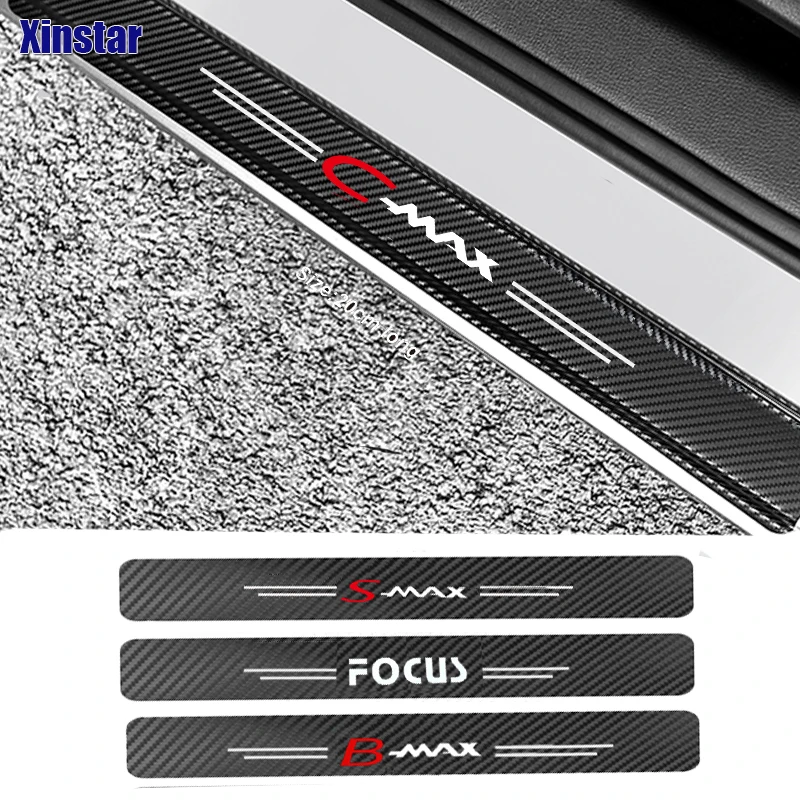 

4pcs Carbon Fiber Car Door Sills Guards Stickers For Ford Focus Cmax Smax