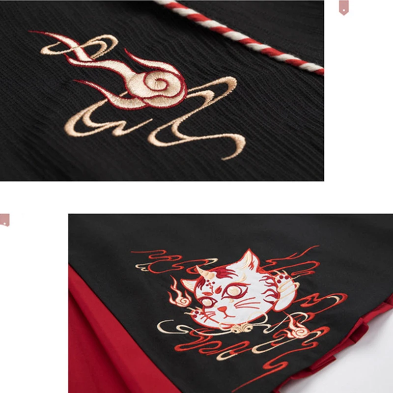 Woman Japanese Dress Kimono Sweet Cat Embroidery Yukata Haori Cosplay Skirt Tops Set Full Sleeve Ancient Oriental Clothing | Тематическая