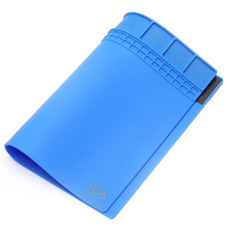 Dark blue Магнитный термостойкий Коврик для пайки 405x305 мм силиконовый тепловой пистолет BGA изоляция паяльной станции ремонт инструментов Настольный коврик - Цвет: Dark blue