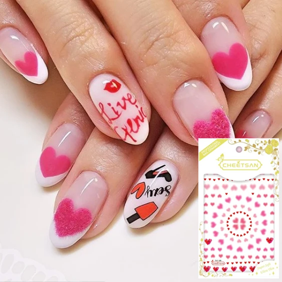 TSC series Tsc 129 dream pink heart стикеры 3d на ногти nail art decal cheetsan brand template diy tool Decoration|Стикеры и