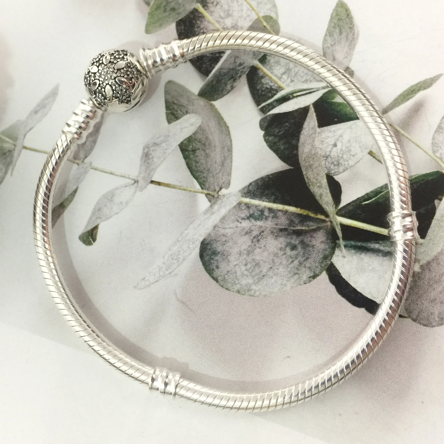 

2019 100% 925 Sterling Silver Classic Snowflake Clasp Bracelet Womens Charm Fashion DIY Jewelry Free Shipping