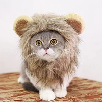 dogcat warm hat emulation lion hair pet hat adjustable ears head cap autumn winter pet dress up costume accessories s l