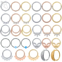zs 1 pc 3 colors stainless steel nose ring 16g cz crystal nose septum piercings clicker 810mm unisex ear helix piercing jewelry