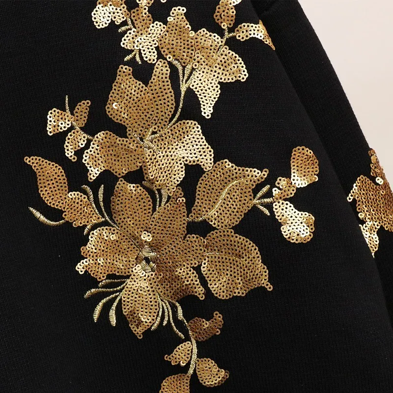 Вязаный пуловер и штаны с цветочной вышивкой пайетками комплект из 2 предметов