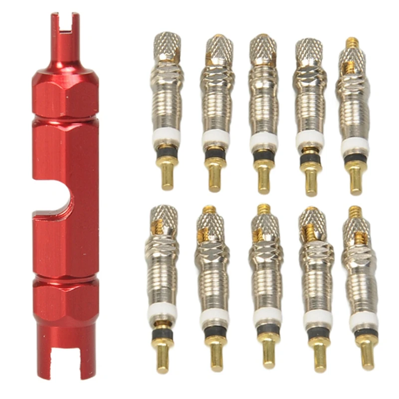 

11PCS Valve Core Bike Replacement Tubeless Core for Tubeless Road MTB Bike Valve Core Repair Tool Bicycle Accessories
