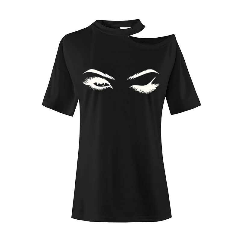 

Женская футболка с коротким рукавом, открытыми плечами и круглым вырезом