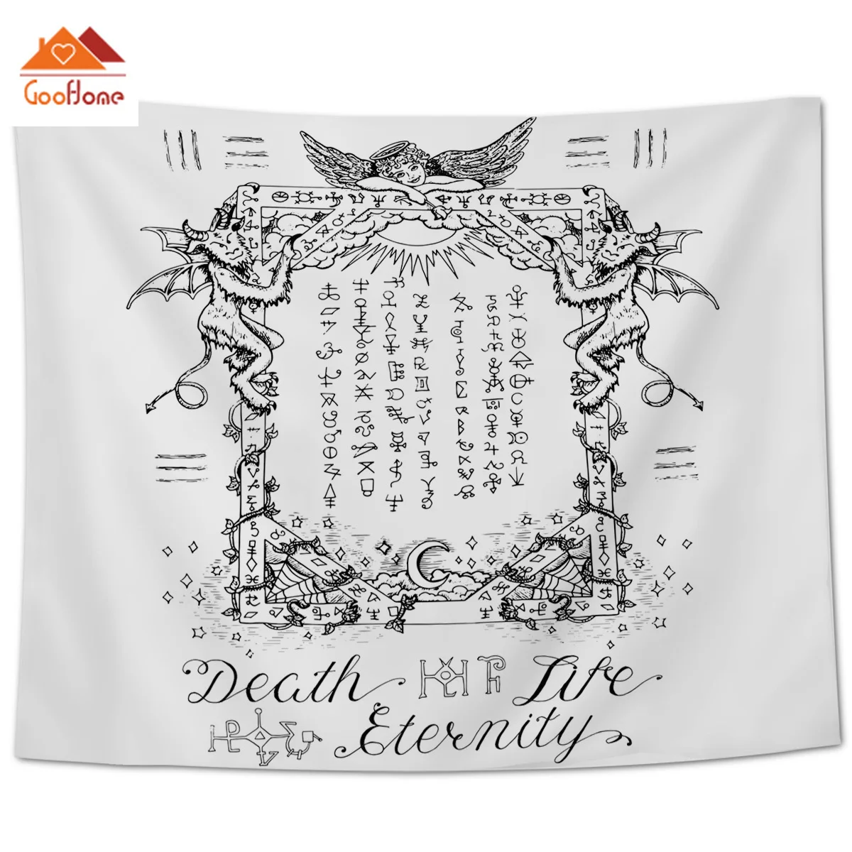 Готический Ангел демон религия нарисованный вручную символ эскиза Хэллоуин