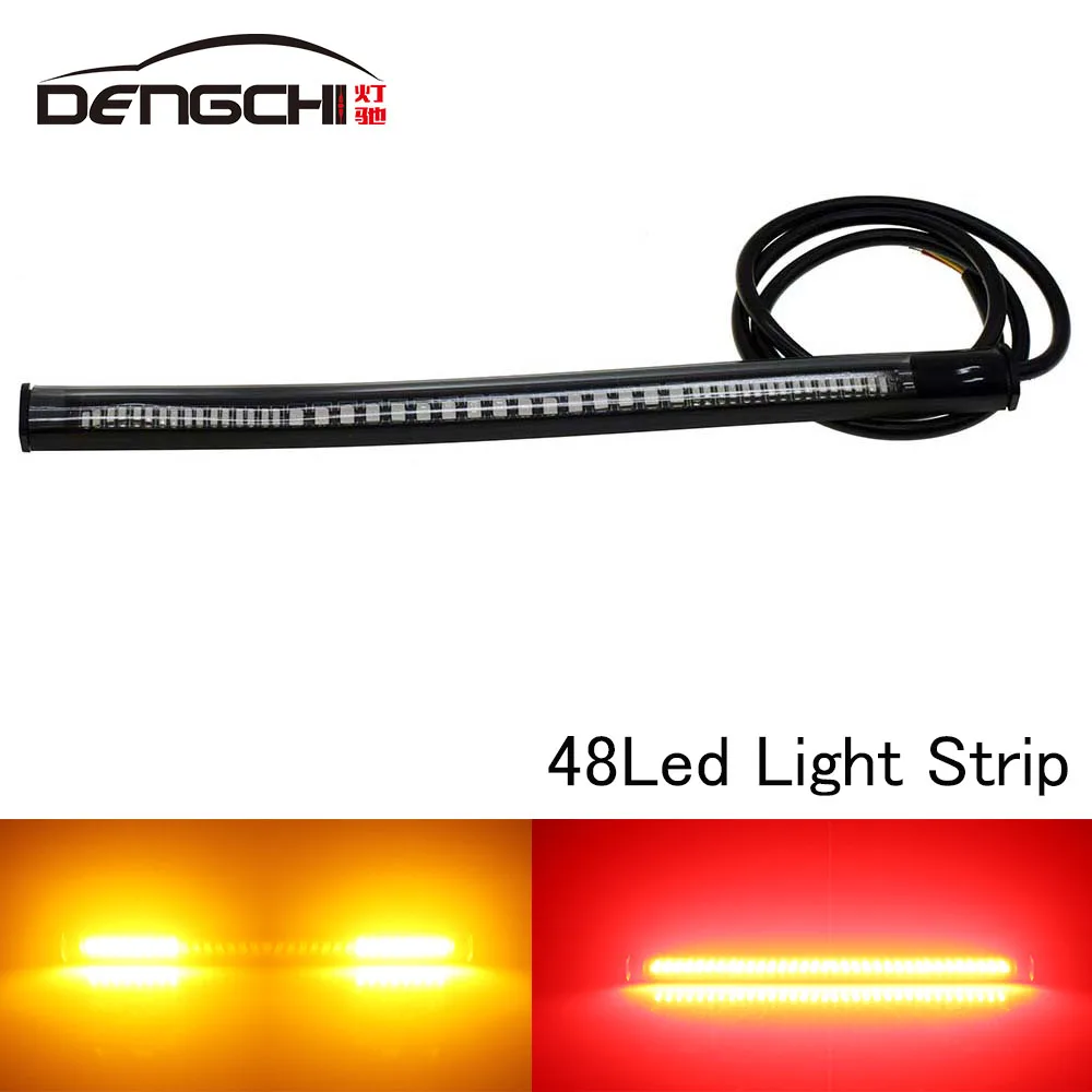48smd moto feu ARRIERE Led étanche bande de lumiere Flexible universel Stop clignotant Plays d'immatriculation | Автомобили и