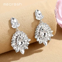 mecresh luxury flower multicolor bridal drop earrings for women horse eye crystal wedding dangle earrings meh1646