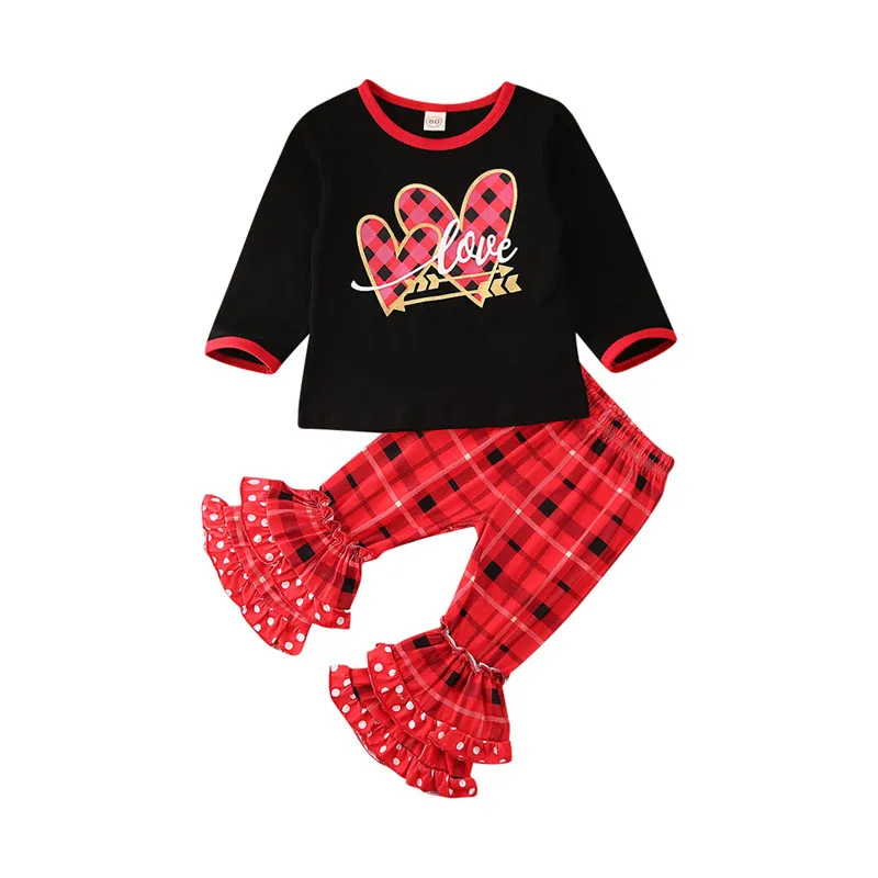 Детский комплект одежды для девочек на День святого Валентина модный топ с
