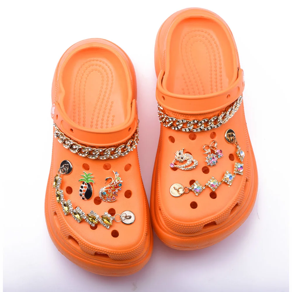 Bling Metal Designer Shoe Charms Gold Silver Stone Croc Charms Accessories Butterfly Crown Decorations jibz for Girls Women Gift