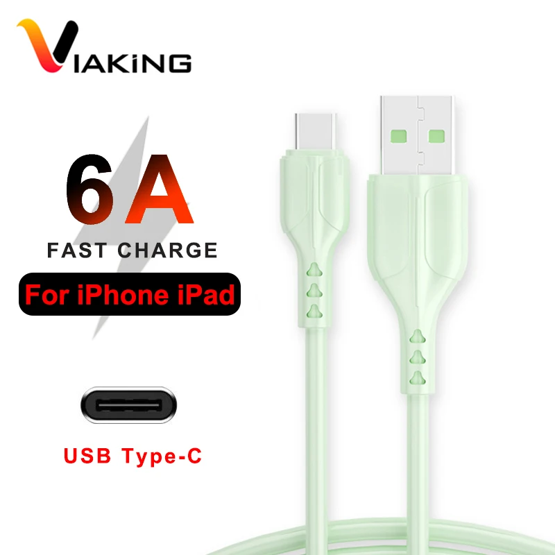 

6A USB Cable for iPhone 11 12 iPad Fast Charge Charging Cable For Android phone type c xiaomi huawei Samsung Charger Wire 1m 2m