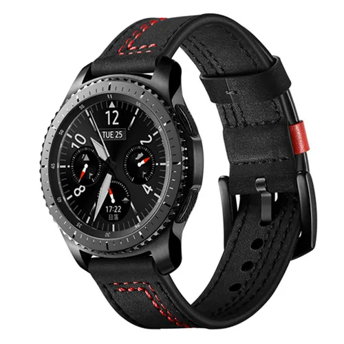 2 black Кожаный ремешок gear S3 frontier для samsung Galaxy watch 46 мм 22 мм ремешок для часов correa amazfit gtr 47 мм 47 huawei watch gt ремешок - Цвет ремешка: 2 black