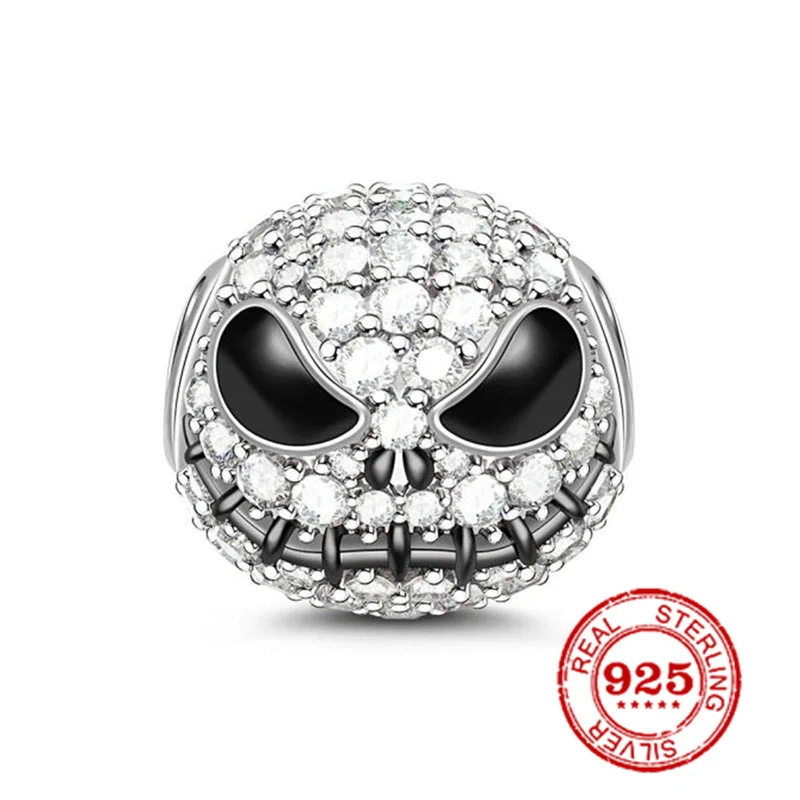 Шарм-бусина из серебра 925 пробы с черепом на Хэллоуин