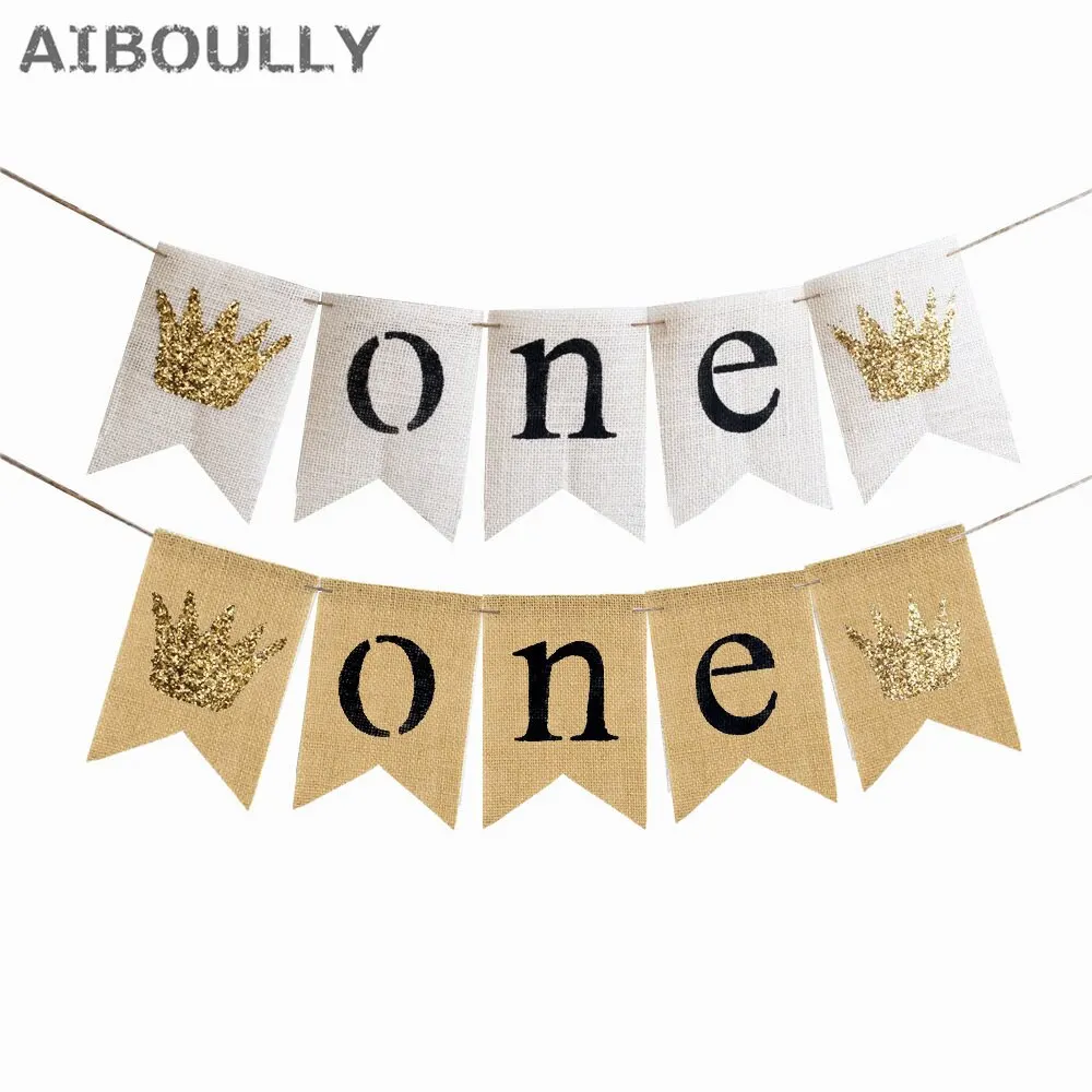 Джутовая Мешковина один высокий стул баннер дикая корона блестящая украшение