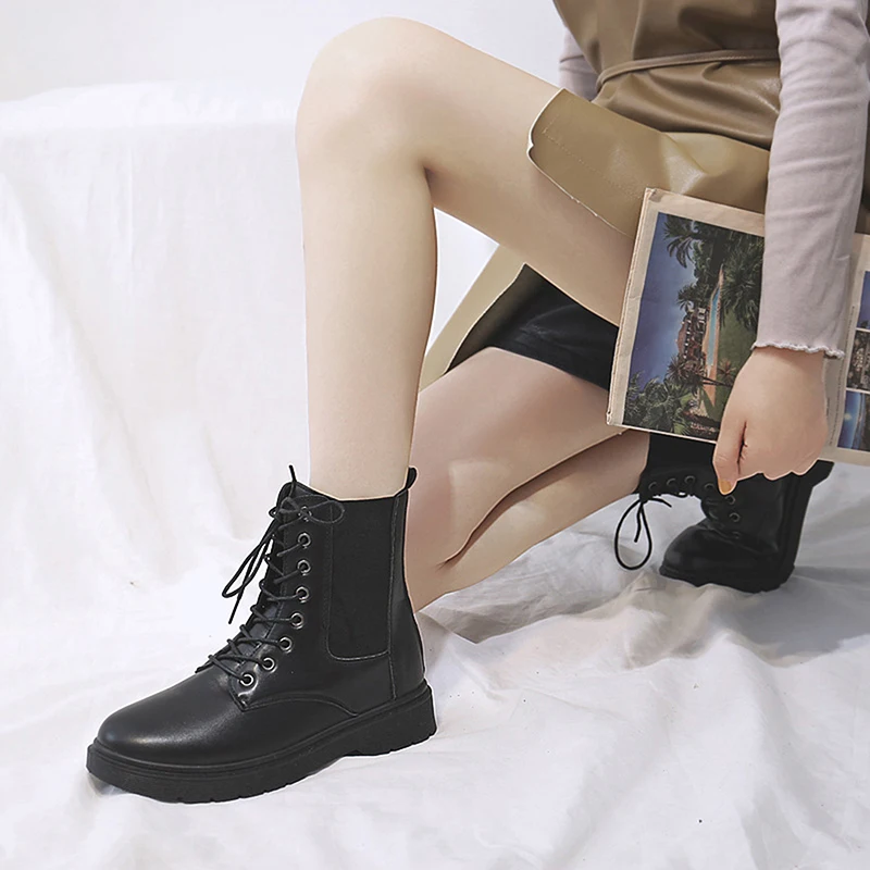 

2021 Martin Boots Of Women PU Leather New Fashion Non-slip Wear-resistant Retro High-top Women's Shoes Motorcycle Boots