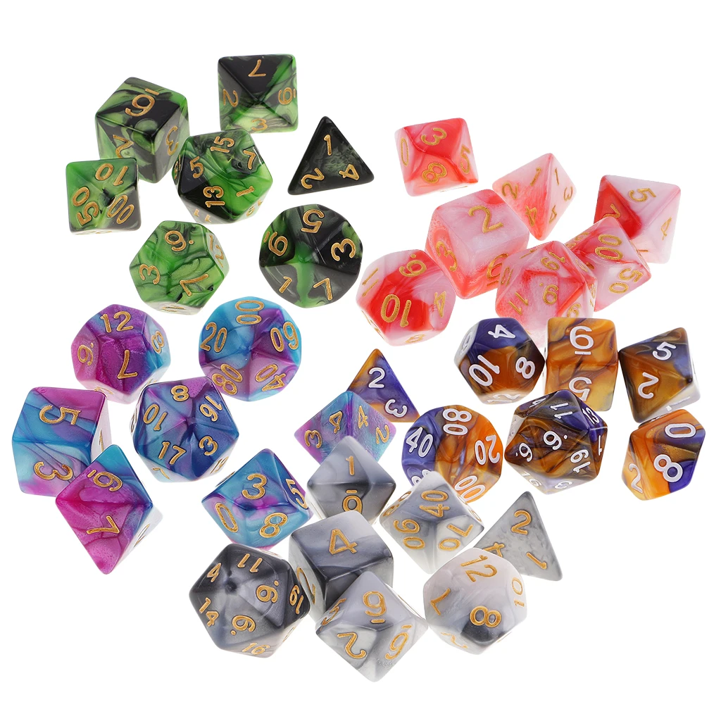 Набор/35 шт 1 6 см/0 62 ''многогранные кости D12 D10 D8 D6 D4 для Dungeons &amp Dragons DND MTG RPG