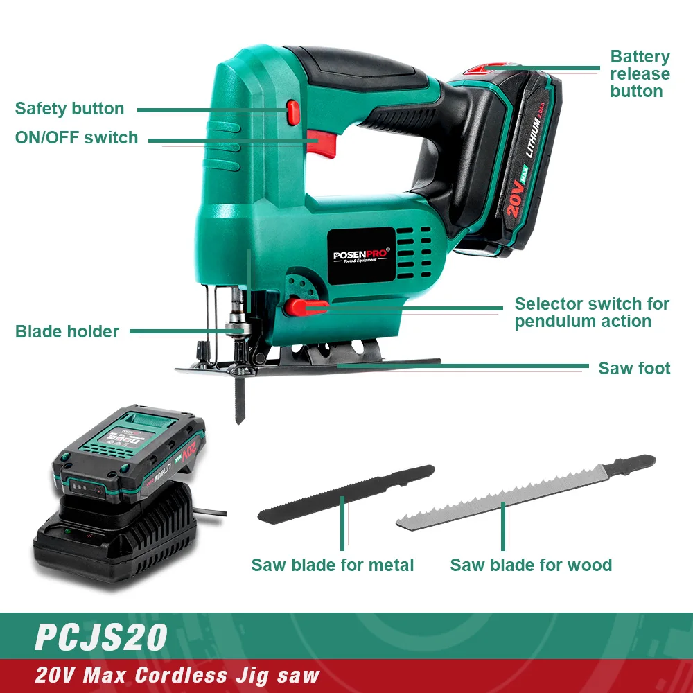 Беспроводная пила 20 в электрическая Длина хода 19 мм с деревянным лезвием