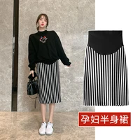6023 vertical stripe black maternity skirts thick warm autumn winter pencil skirts clothes for pregnant women casual pregnancy