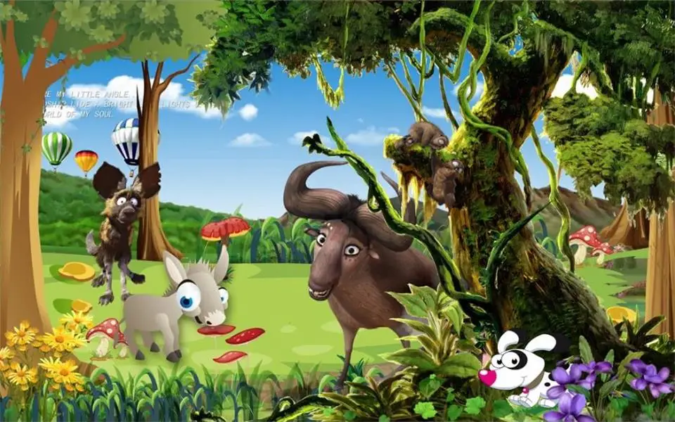 custom size 3d photo wallpaper mural livingroom bed room forest cartoon animal picture sofa TV backdrop for wall | Обустройство дома
