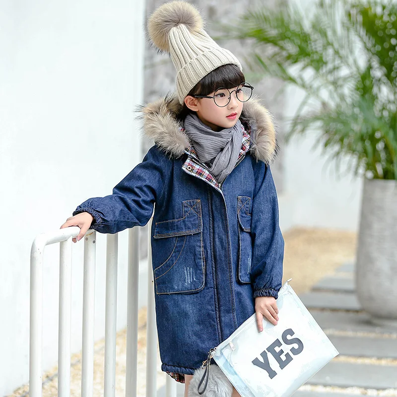 Куртка для маленьких девочек зимние куртки джинсовое пальто модная детская
