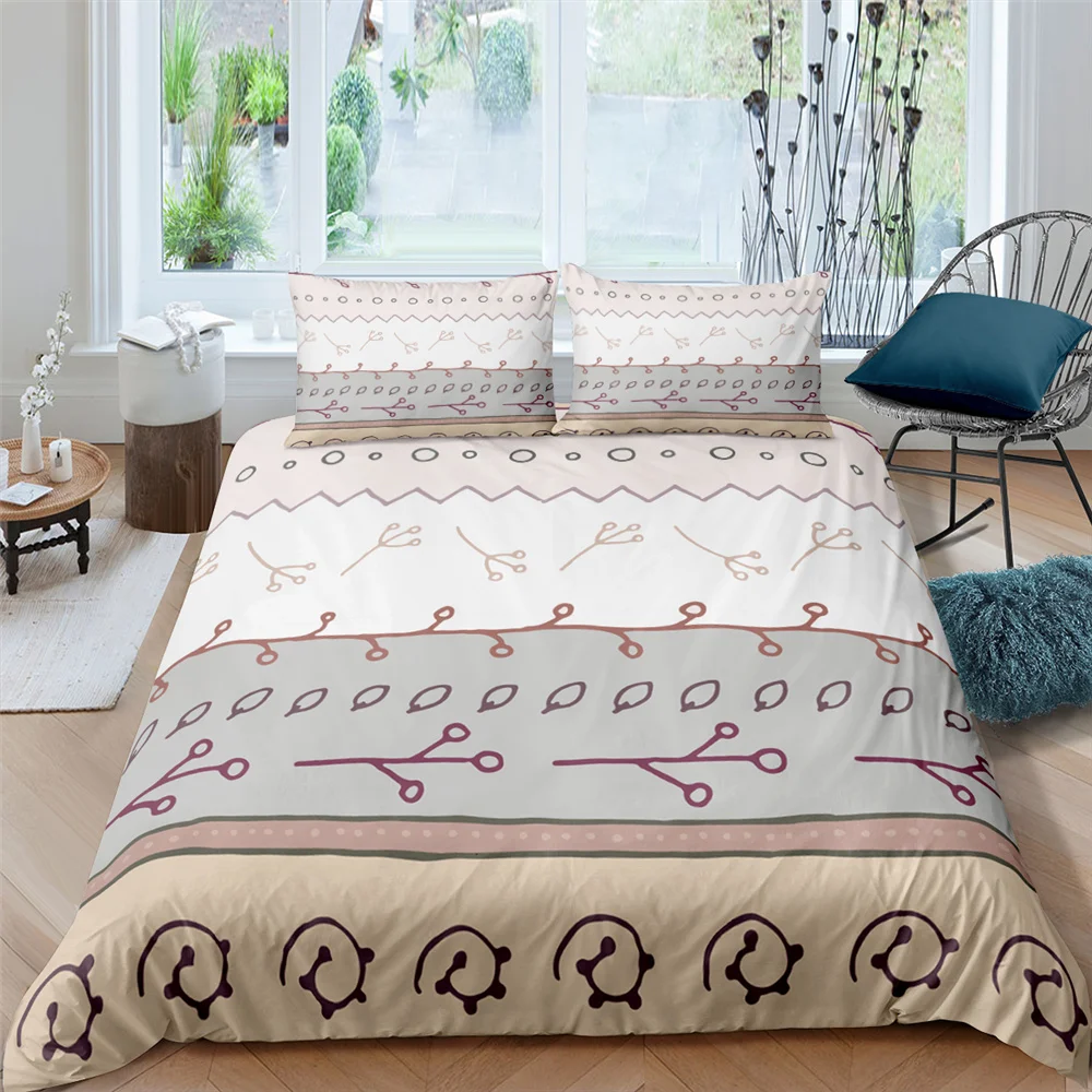 

New 3D Love Heart Bedding Set Bohemian Full Single Double Size Lightweight Microfiber Duvet Cover with Pillowcase 2/3Pcs